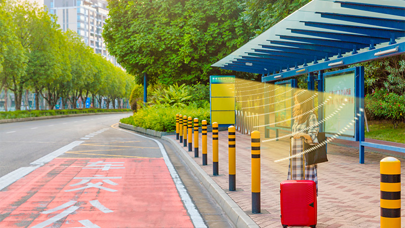 公交站臺集成定向音響,定向發聲示意圖